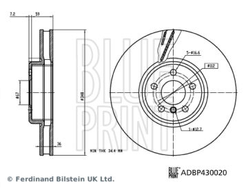 Fren Dıskı On Sol Bmw G20 G21 G22 G23 G30 G31 G38 G32 G11 G14 G15 G16 G01 G02 G05 G18 G06 G07 G29 9 BLUEPRINT ADBP430020