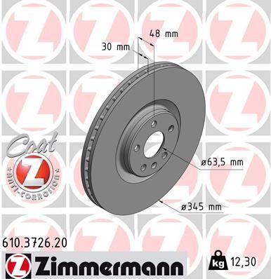 Ön Fren Diski Adet S60 Iıı S90 Iı V60 Iıv90 Iı Xc40 Xc60 Iı Xc90 Iı 17> 0986479E86-Df6939s 345 Cap ZIMMERMANN 610.3726.20
