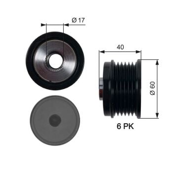 Alternatör Kasnağı Fıat Egea 16> 500L 12> 500X 14> Bravo Iı 07>14 Alfa Romeo Gıulıetta 10>16 Jeep Renegade 14> Suzuki Vitara 13> 1.6D Mtj 6 Kanal GATES OAP7153