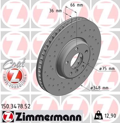 Fren Dıskı On Sol Bmw F07 F10 F11 F06 F12 F13 F01 F02 Delıklı ZIMMERMANN 150.3478.52