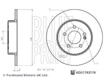 Fren Dıskı Arka Mercedes C-Class W205 S205 C205 A205 BLUEPRINT ADU1743119