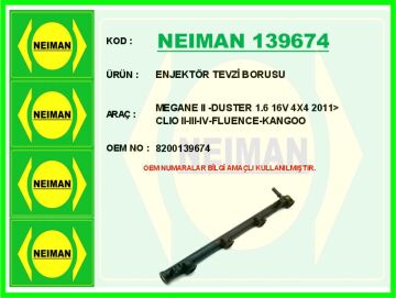 Enjektör Tevzi Borusu Megane Iı -Duster 1.6 16V 4X4 2011> Clıo Iı-Iıı-Iv-Fluence-Kangoo NEIMAN 139674