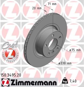 Fren Dıskı Arka Bmw F25 F26 ZIMMERMANN 150.3495.20