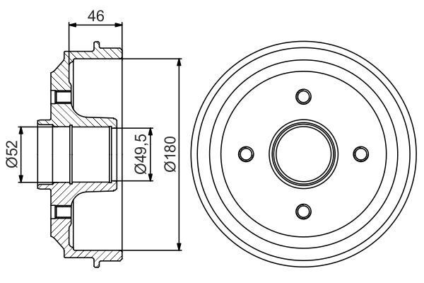 Arka Fren Kampanası Komple Rulmanlı Peugeot P106 93>04 P206 98>12 Cıtroen Saxo 96>04 Ax 91>96 180 X80x52mm 4Dl BOSCH 0986477155