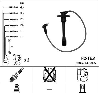 Buji Kablosu Toyota Corolla 1.3L 4E-Fe Ee111 99-00 Rc-Te51 NGK 5355