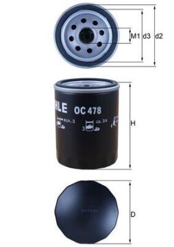Yağ Filtresi Toyota Aurıs Corolla 1.4L 1Ndtv Nde120 Nde150 02-09 / Yarıs 1.4L 1Ndtv Nlp90 06-09 / Hı Lux 2.5L 2Kdftv Kun15 Kun25 Kun26 Vıgo 05-15 / 2.4L 2Gdftv Gun125 Revo 15-> - Kısa Tip MAHLE OC478