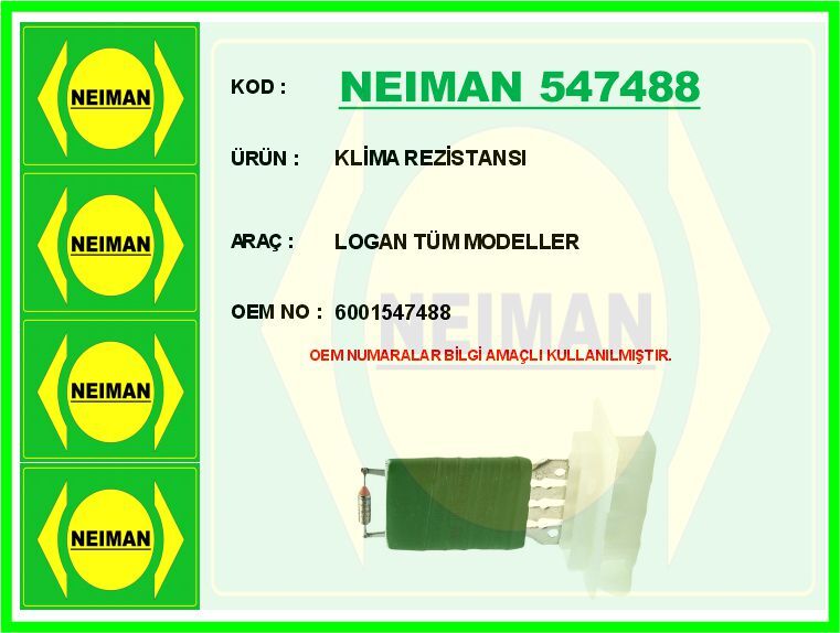 Klima Rezistansı Logan Tüm Modeller NEIMAN 547488