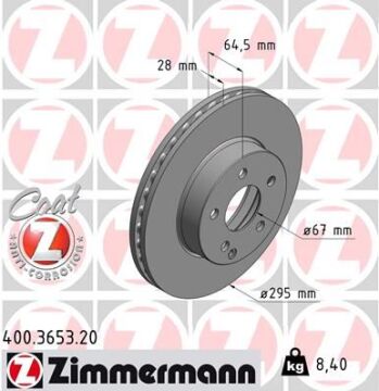 Fren Dıskı On Mercedes W204 S204 C204 W212 S212 A207 R172 ZIMMERMANN 400.3653.20