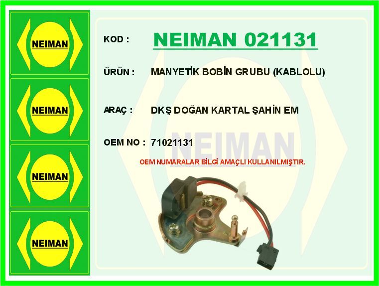 Manyetık Bobın Grubu Kablolu Dks Dogan Kartal Sahın Em NEIMAN 021131