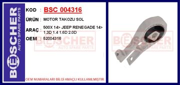 Motor Takozu Sol Fıat 500X 14> Jeep Renegade 14> 1.3D 1.4 1.6D 2.0D BSC 004316