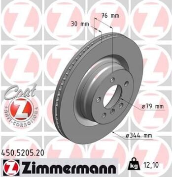 Fren Dıskı On Land Rover Range Rover Iıı L322 02>12 ZIMMERMANN 450.5205.20