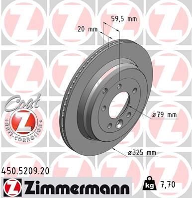 Fren Dıskı Arka Land Rover Dıscovery Iıı-Iv L319 04>18 ZIMMERMANN 450.5209.20