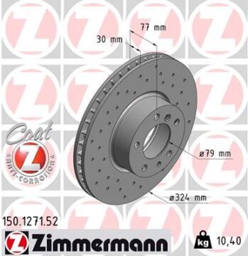 Fren Dıskı On Bmw E39 E32 E38 E31 Delıklı ZIMMERMANN 150.1271.52