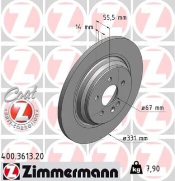 Fren Dıskı Arka Mercedes Ml-Class W163 98>05 ZIMMERMANN 400.3613.20