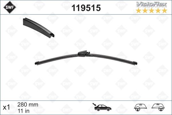 Swf Visioflex Flat Blade X1 280 Mm Arka Vw Passat 6 Variant 05 - Polo 5 Tdı/ Gtı Ltd Editio VALEO 119515