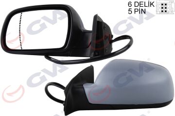 Dış Dikiz Aynası Sol 307 02> Elektrikli Isıtmalı Astarlı Asferik 5 Fiş Vm-207Ehpal GVA 1043311
