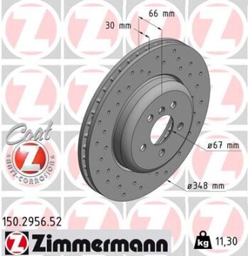 Fren Dıskı On Bmw G20 G21 G22 G23 G26 G28 G30 G31 G32 G11 G12 G01 G02 G05 G18 Delıklı ZIMMERMANN 150.2956.52