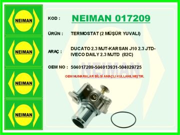 Termostat 82 C Fıat Ducato 06>14 Ducato 15> Iveco Daıly Iv 06>11 Daıly V 11>14 Daıly Vı 14>21 2.3D Mjet 2.3 Jtd F1a NEIMAN 017209
