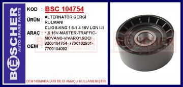Alternatör Gergi Rulmanı Renault Clıo Iı 98> Kangoo 97>Laguna I-Iı Master Iı 06>Trafıc Iı 06> Opel Movano 06> Vıvaro 06> 1.4 1.6 1.9Dcı BSC 104754