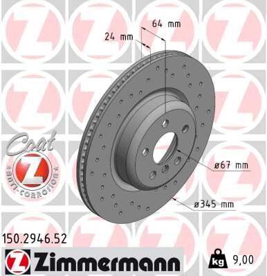 Fren Dıskı Arka Bmw G20 G21 G22 G23 G26 G30 G31 G38 G32 G11 G12 G14 G15 G16 G01 G02 G05 G29 Delıklı ZIMMERMANN 150.2946.52