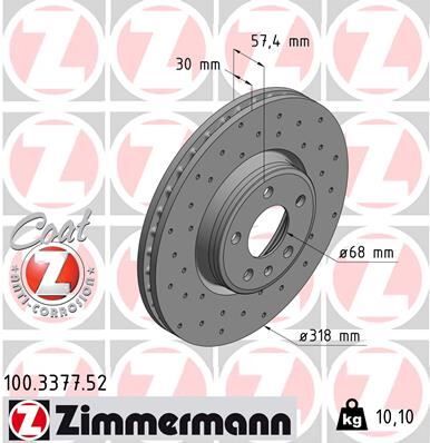 Fren Diski Ön Delikli Audı A4-A5 2015 > ZIMMERMANN 100.3377.52
