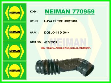 Hava Filtre Hortumu Doblo 1.9 D 00 > NEIMAN 770959