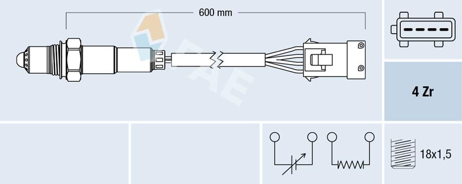 Oksijen Sensörü P206-P306-P307-P406-P407-Partner-Berlıngo-C2-C3-C5-Saxo-Xsara 1.4-1.6-1.8 16V 98-05 FAE 77281