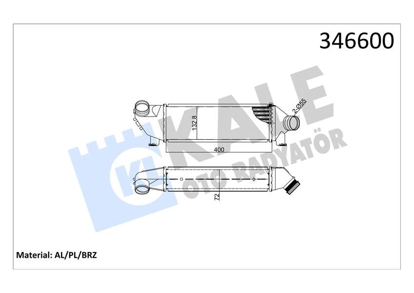 Turbo Radyatörü Ford Transit 01> 2.0 Tdci Önden Çeker KALE 346600