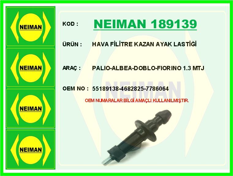 Hava Filtre Bağlantı Braketi Palıo-Albea-Doblo-Fıorıno 1.3 Mtj NEIMAN 189139