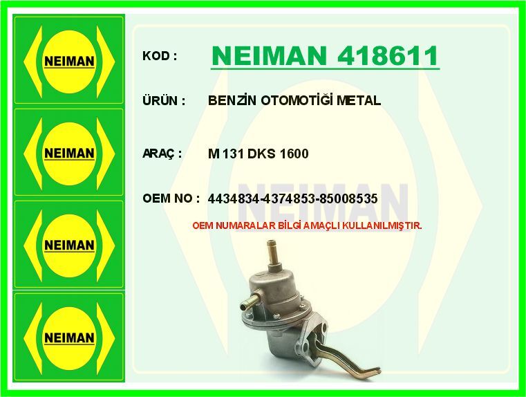 Benzin Otomotiği Metal M 131 Dks 1600 NEIMAN 418611