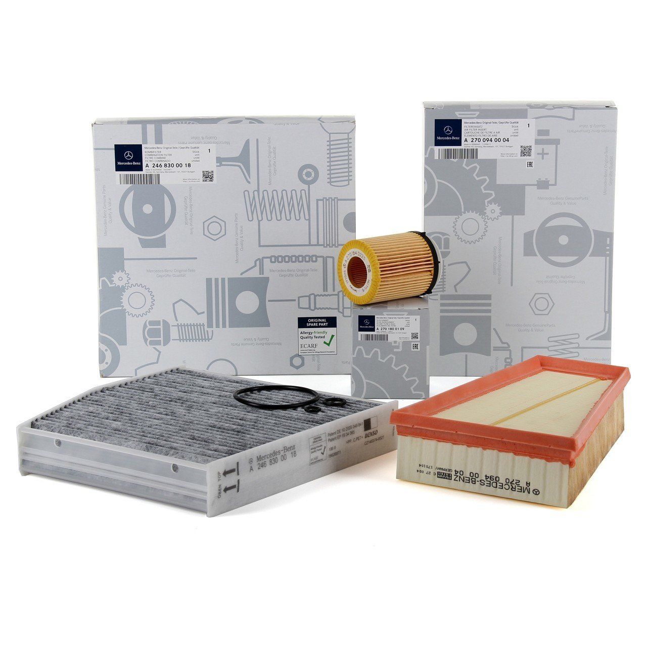 Mercedes W205 Kasa C180 274 Motor Periyodik Bakım Filtre Seti Orijinal Mercedes Marka A2058350147 - 2740940104 - A2701800109