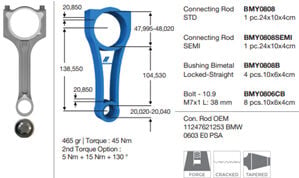 Pıston Kolu Bmw N13 F20 F21 F30 Mını N18 R55 R56 R57 R58 R59 R60 R61 . Peugeot Ep6 Ep6dt Ep6cdtx 308 208 Rcz BMY 0808