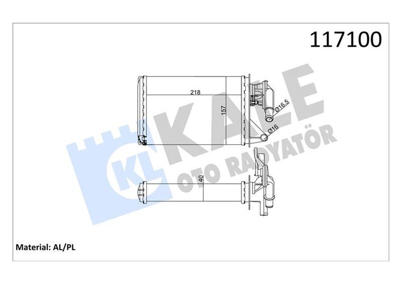 Kalorifer Radyatörü Uno 218X156.5X40 Musluklu 2 Sıra Al Pl Sistem KALE 1783862AL