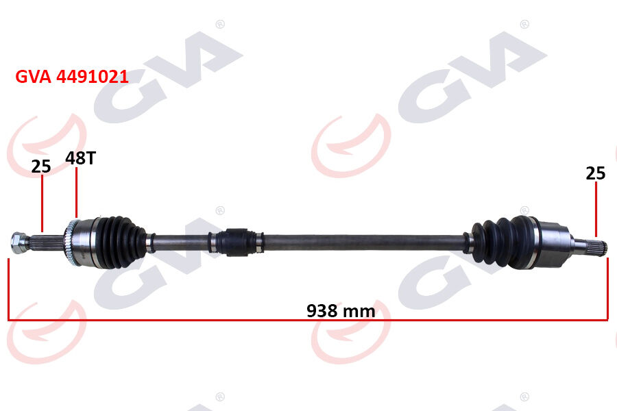 Komple Aks Sağ Hyundaı İ20 1.4L D4fc Crdi 08-15 Abs Li 25X27 - Abs 48 Diş Komple Boy 938Mm GVA 4491021