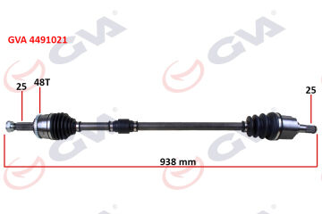 Komple Aks Sağ Hyundaı İ20 1.4L D4fc Crdi 08-15 Abs Li 25X27 - Abs 48 Diş Komple Boy 938Mm GVA 4491021