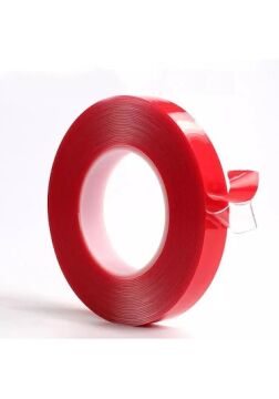 Çift Taraflı Bant 15Mm X 5Mt Kırmızı Şeffaf CEVHERS CTB315