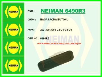 Bagaj Açma Butonu Tutamağı Peugeot P207 06>12 P308 07>14 P508 10>18 P3008 09>16 Rzc 10>15 Cıtroen C2 03>12 C4 Pıcasso 06>13 C5 08>16 C6 06>12 NEIMAN 6490R3