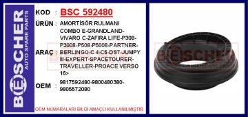 Ön Amortisör Rulmanı Combo E-Grandland-Vıvaro C-Zafıra Lıfe-P308-P3008-P508-P5008-Partner-Berlıngo-C 4-C5-Ds7-Jumpy Iıı-Expert-Spacetourer-Traveller-Proace Verso 16> BSC 592480
