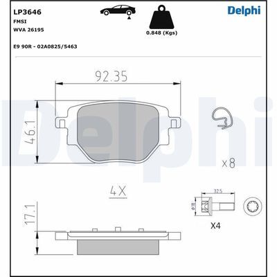 Arka Fren Balatası Corsa F 19> C4 20> 2008 19> 208 19> 249 Mm DELPHI LP3646