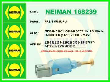 Fren Müşürü Renault Megane Iı 02>08 Clıo Iıı 05>12 Master Iıı 10> Laguna Iı 01>07 Laguna Iıı 07>14 D Uster 10>18 Mercedes Citan W415 Mavi 2 Fişli NEIMAN 168239