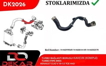 Turbo Bağlantı Borusu Kauçuk Komple Clıo V 19> 1.0 Tce H4d DEKAR DK2026