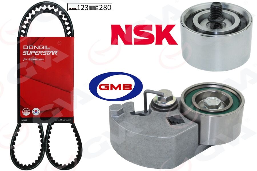 Triger Kayış Seti Eksantrik Seti Hyundaı Accent Admıre Getz 1.5L D3ea 02-05 / Tucson Santafe 2.0L 2.2L D4ea D4eb 04-09 / Sonata 2.0L 06-11 / Kıa Sportage 2.0L D4ea 04-10 1 Kayış 2 Rulman 123X280 GVA 59T9120DO