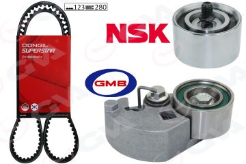 Triger Kayış Seti Eksantrik Seti Hyundaı Accent Admıre Getz 1.5L D3ea 02-05 / Tucson Santafe 2.0L 2.2L D4ea D4eb 04-09 / Sonata 2.0L 06-11 / Kıa Sportage 2.0L D4ea 04-10 1 Kayış 2 Rulman 123X280 GVA 59T9120DO
