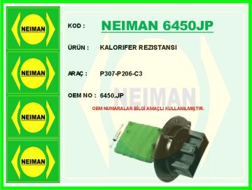 Kalorıfer Rezıstansı P307-P206-C3 NEIMAN 6450JP