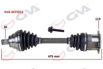 Komple Aks Sol Caddy-Golf5-Jetta-Passat 1.9-2.0 Tdi 03-09 475Mm GVA 4475012