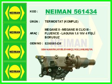 Termostat 89 C 4 Fiş Müşürlü Megane Iı 02>08 Megane Iıı 09>16 Fluence 09>16 Laguna Iı 01>07 Lagun A Iıı 07>14 Clıo Iıı 05> 1.2 D4f 1.4 K4j 1.6 K4m NEIMAN 561434