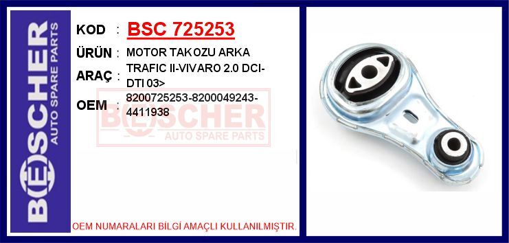 Motor Takozu Arka Renault Trafıc Iı 06> Opel Vivaro 06> 2.0Dci 2.5Dci BSC 725253