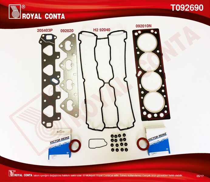 Üst Takım Conta Keçeli-Subap Lastikli Astra F-Astra G-Corsa B-Vectra B 1.6I 16V-Zafıra 1.6 16V ROYAL T092690