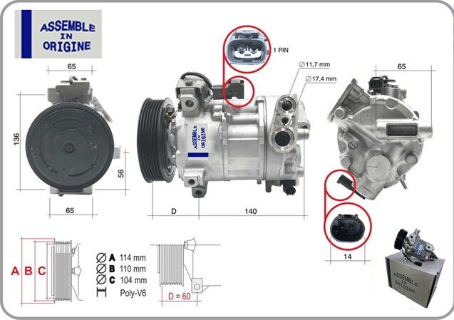 Klima Kompresörü Sıfır Ürün Fıat 500X 334 2.0 D Multijet 4X4 Jeep Renegade 1.6 Multijet GUA 41321