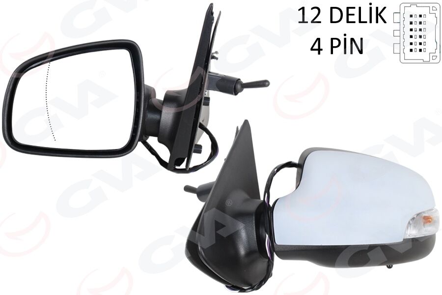 Dış Dikiz Ayna Sol Clıo Symbol 16-20 Astarlı Kapak Üçgen Ayak Mekanik Sinyalli Sensör Lü 4 Pin GVA 1014109